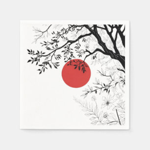 Japanese Sun & Nature Brush Art Napkin