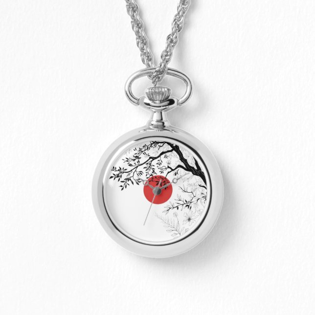 Japanese Sun & Nature Brush Art Watch (Front)