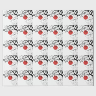 Japanese Sun & Nature Brush Art Wrapping Paper