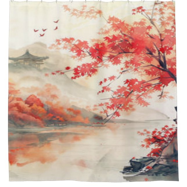Japanese Sunrise Shower Curtain (Front)