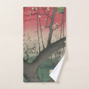 Japanese sunrise sunset plum estate trees bath towel set