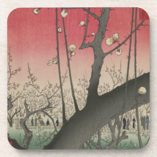 Japanese sunrise sunset plum estate trees coaster