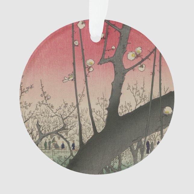 Japanese sunrise sunset plum estate trees ornament (Front)