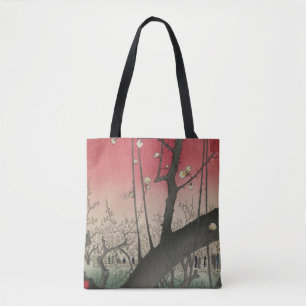 Japanese sunrise sunset plum estate trees tote bag