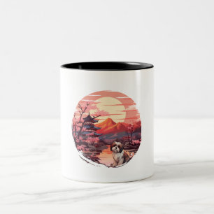 Japanese Sunset Shih Tzu Two-Tone Coffee Mug