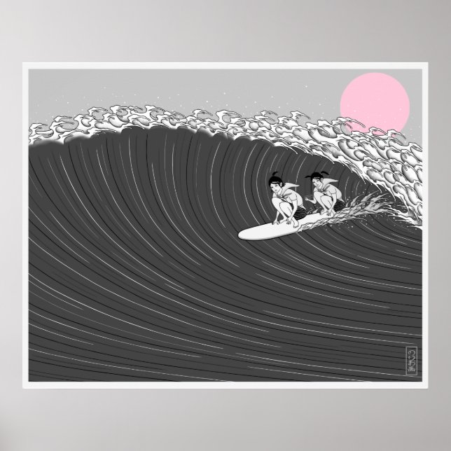 japanese sunset surf poster (Front)