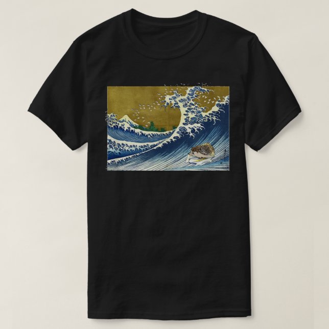 Japanese Surfing Hedgehog Art Tee (Design Front)