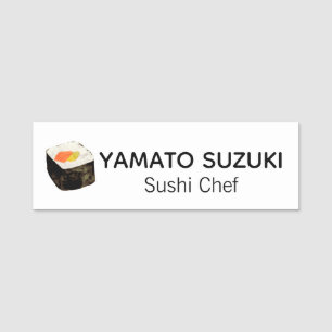 Japanese Sushi Chef Seafood Restaurant Name Tag