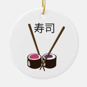 Japanese Sushi Chopsticks Ceramic Tree Decoration