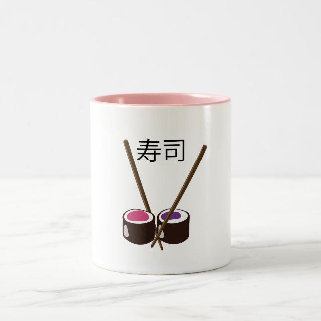 Japanese Sushi Chopsticks Two-Tone Coffee Mug (Center)