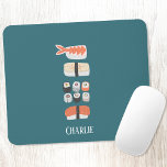 Japanese Sushi Custom Name Mouse Pad<br><div class="desc">A stack of sushi,  nigiri and maki rolls for foodies.
Remove or change the name to customise.</div>