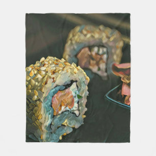 Japanese sushi fleece blanket