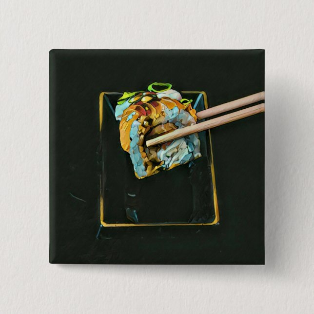 Japanese sushi lover gift 15 cm square badge (Front)