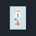 Japanese Sushi Nigiri Maki Roll Canvas Print<br><div class="desc">Japanese food art on an aqua blue background for those who love to eat sushi,  sashimi,  nigiri and maki rolls.</div>