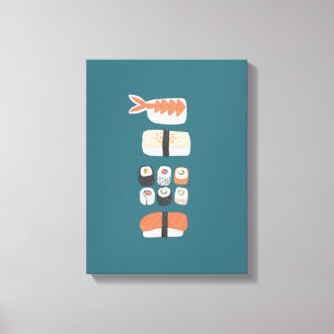 Japanese Sushi Nigiri Maki Roll Canvas Print