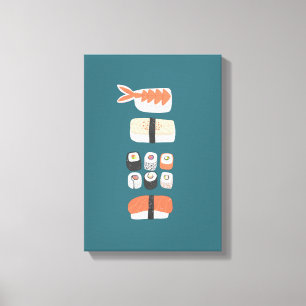 Japanese Sushi Nigiri Maki Roll Canvas Print