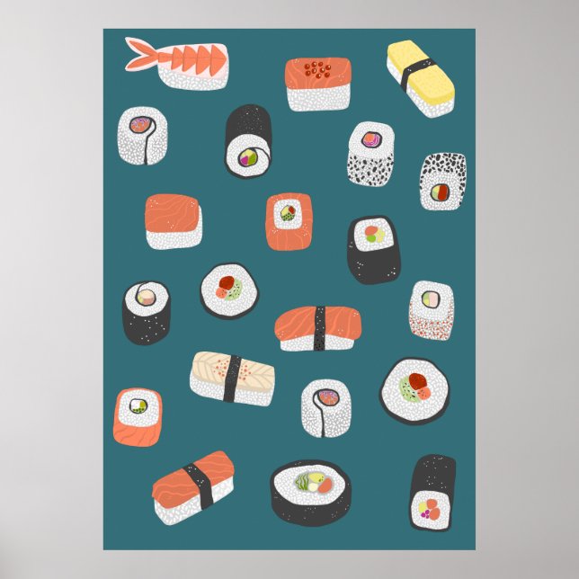 Japanese Sushi Nigiri Maki Roll Poster (Front)