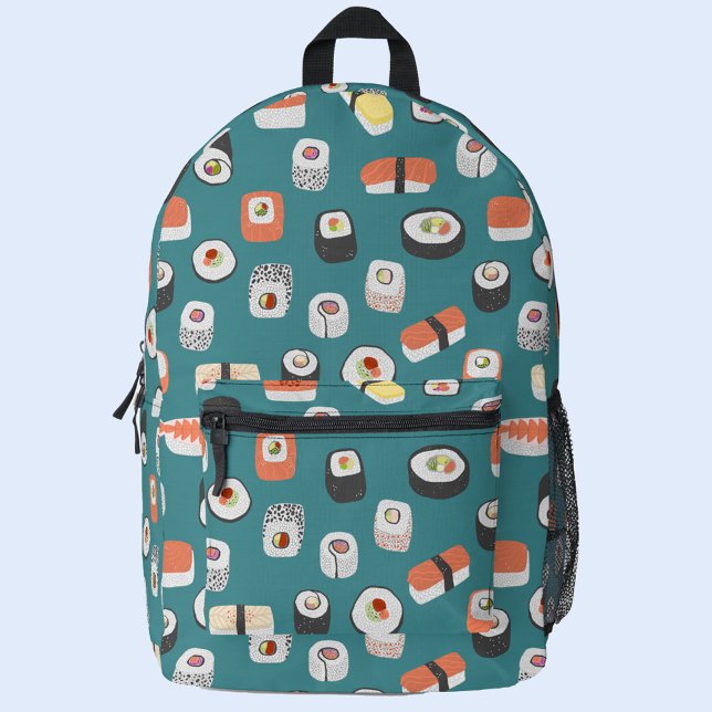 Japanese Sushi Printed Backpack (Japanese sushi pattern backpack)