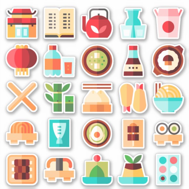 Japanese Sushi Restaurant Assorted Sticker Pack (Front)