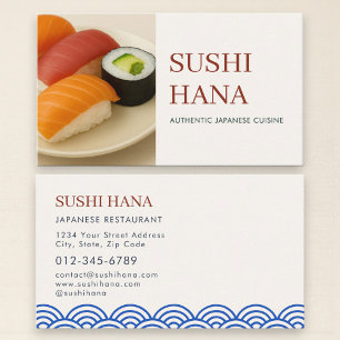Japanese Sushi Restaurant Catering Service Photo Business Card