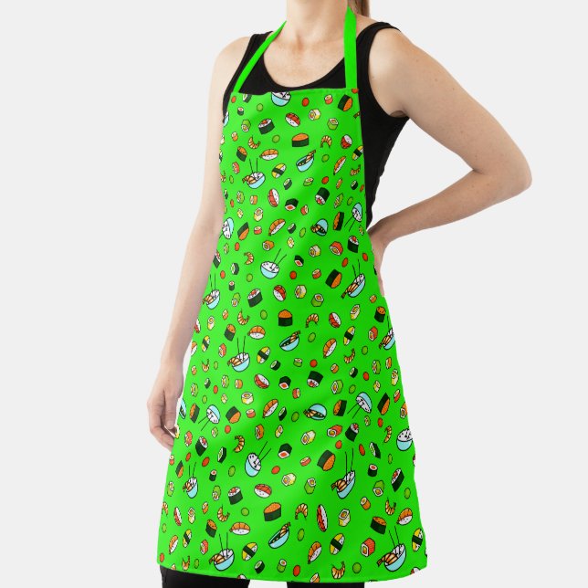 Japanese Sushi Seafood Rice Bowl Pattern Food Chef Apron (Insitu)