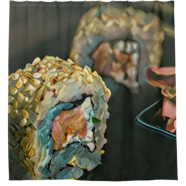 Japanese sushi shower curtain (Front)