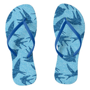 Japanese Swallows in Flight, Cobalt and Pale Blue Jandals