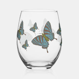 Japanese Swallowtail Stemless Wine Glass