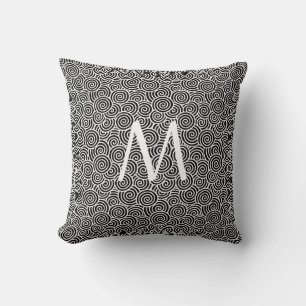 Japanese swirl pattern - black and white cushion