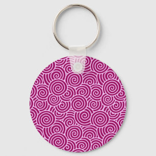 Japanese swirl pattern - burgundy and pale pink key ring