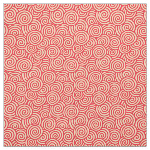 Japanese swirl pattern - coral orange fabric