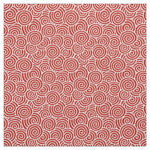 Japanese swirl pattern - deep red and white fabric