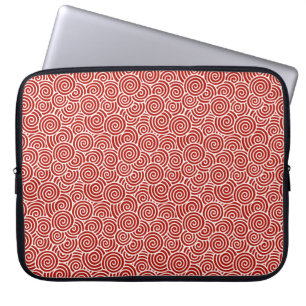 Japanese swirl pattern - deep red and white laptop sleeve