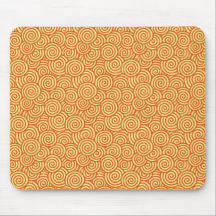 Japanese swirl pattern - mandarin & light orange mouse pad
