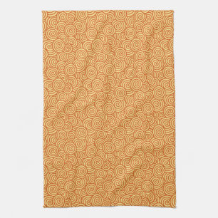 Japanese swirl pattern - mandarin & light orange tea towel