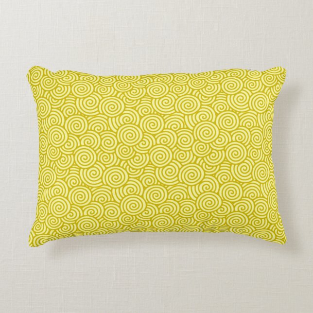 Japanese swirl pattern - mustard and light yellow decorative cushion (Front)