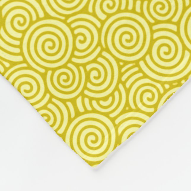 Japanese swirl pattern - mustard and light yellow fleece blanket (Corner)