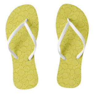 Japanese swirl pattern - mustard and light yellow jandals