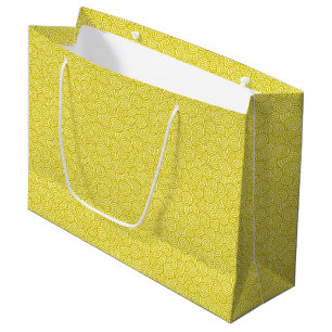 Japanese swirl pattern - mustard and light yellow large gift bag