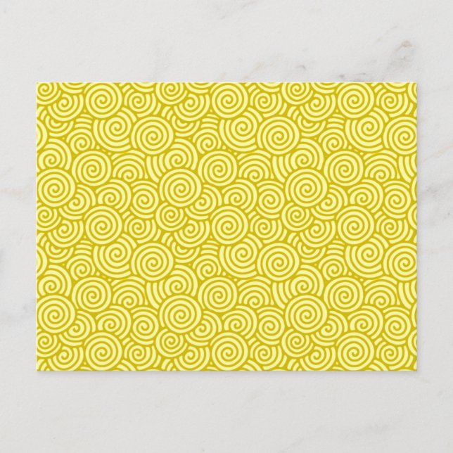 Japanese swirl pattern - mustard and light yellow postcard (Front)