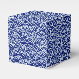 Japanese swirl pattern - navy blue and white favour box