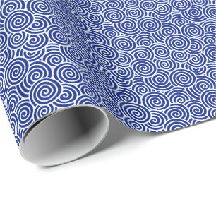 Japanese swirl pattern - navy blue and white wrapping paper
