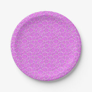 Japanese swirl pattern - orchid and white paper plate