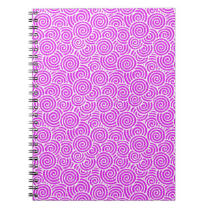 Japanese swirl pattern - orchid and white spiral notebook