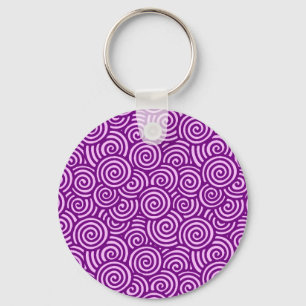 Japanese swirl pattern - orchid pink and purple key ring