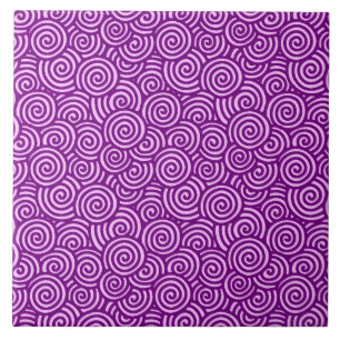Japanese swirl pattern - orchid pink and purple tile