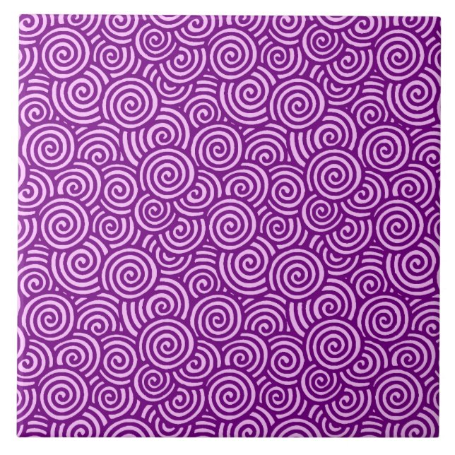 Japanese swirl pattern - orchid pink and purple tile (Front)