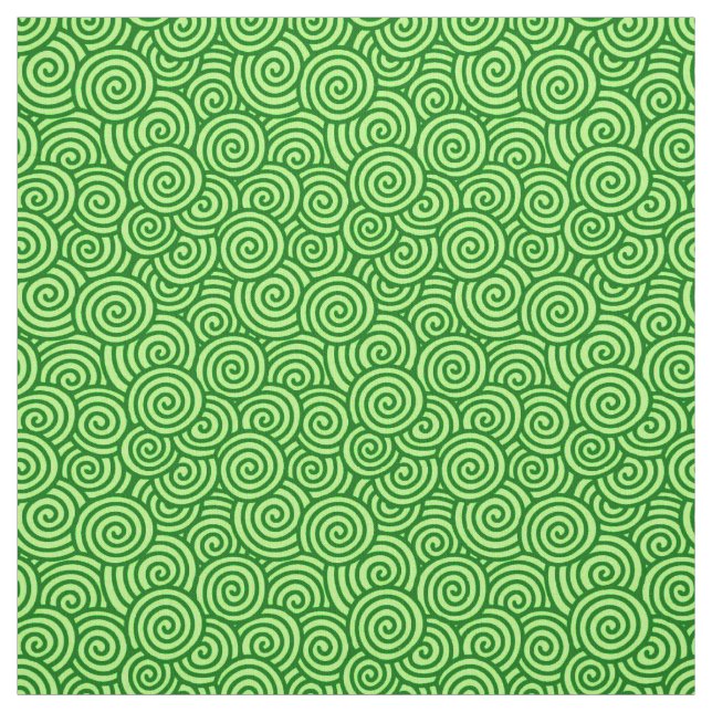 Japanese swirl pattern - pine and lime green fabric (Swatch)