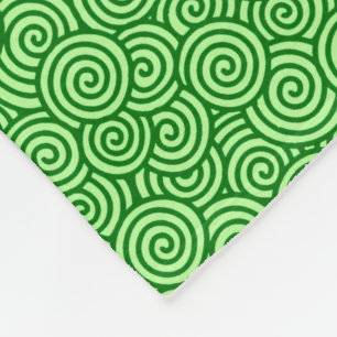 Japanese swirl pattern - pine and lime green fleece blanket