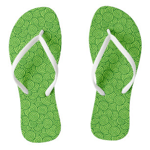 Japanese swirl pattern - pine and lime green jandals
